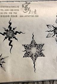 a set of classic fashion sun and six-pointed star Tattoo Manuscript