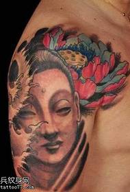 Grand modèle de tatouage de Bouddha de lotus de couleur