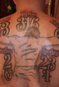 aizmugurē melnais Jēzus tika krustā sists krusta tetovējuma attēlā