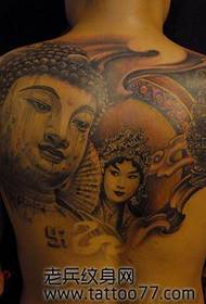 леђа класични узорак цвијета тетоважа главе Буддха на глави
