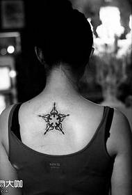 back six-pointed star tattoo pattern