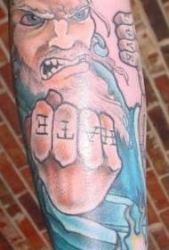 leg raging Jesus avatar tattoo pattern