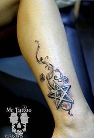 six-pointed star totem tattoo pattern on the ankle
