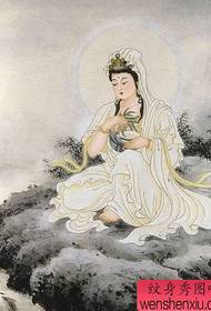 Lakeside sit-in Guanyin Tattoo pattern