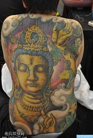 full back gold stone Guanyin tattoo pattern