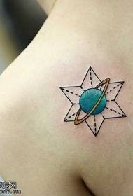 back delicate six-pointed star tattoo pattern