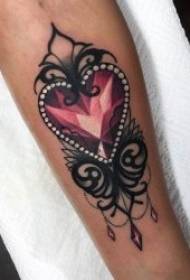 그린 문신 애니메이션 심장 모양의 테마 문신 패턴의 심장 모양의 문신 패턴 세트