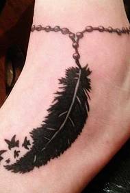 Beautiful feather tattoo pattern on the feet