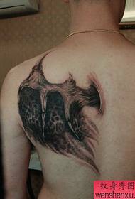 back a demon wings tattoo pattern