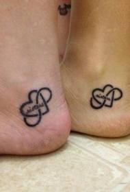 Coppia di piedi amate mudellu di tatuaggi