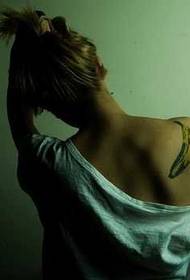 Modello di tatuaggio piuma spalla femminile