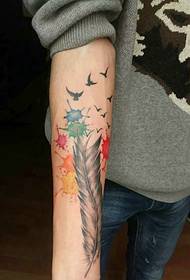 Unique color tattoo of pigment color feather map