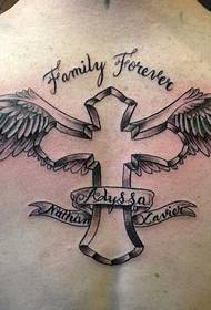 Back Cross Wing Tattoo Patroon