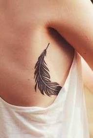 chest beautiful feather tattoo pattern