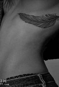 Side waist sexy feather tattoo pattern