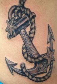 Buachaillí Ar ais Dubh Grey Sceitse Sting Leideanna Cruthaitheach Exquisite Anchor Tattoo Picture