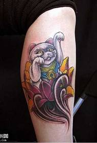 Πόδι δελεαστικό μοτίβο τατουάζ γάτα