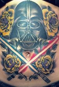 Abdominala färgglada Star Wars-temahjälm med korsade tatueringsmönster