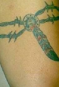 Modello di tatuaggio piuma di vite nativa americana Barb Vine