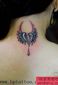 Neck Tattoo Pattern: MM back neck love wings tattoo pattern picture