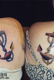 Shoulder painted anchor tattoo pattern