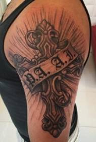 Boys Arms on Black Grey Sketch Sting Tips Creative Cross Betekenis Tattoo Picture