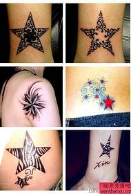 një grup modelesh tatuazhesh të vogla ylli të freskëta