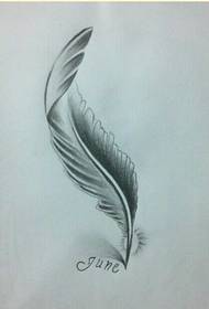 Beautiful feather tattoo manuscript pattern to enjoy pictures