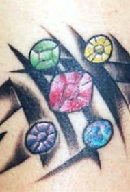 Цвят на ръката малък свеж модел татуировка от скъпоценни камъни