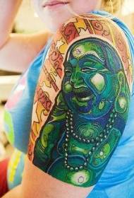 veľký ramenný zelený tetovací vzor Maitreya