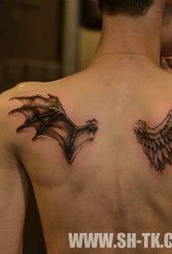 vakkert populære tatoveringsmønster for engel og demon vinger
