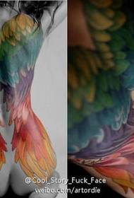 Patrón de tatuaje de ala: Patrón de tatuaje de ala de color de la espalda completa