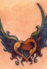 Atzeko kolorea maitasuna hegoak tatuaje irudiak