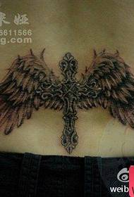 waist beautiful cross-wing tattoo pattern