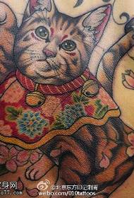 Lucky cat tattoo pattern on the back