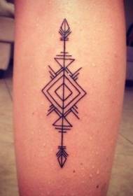 Puikus simetriškas genties strėlės tatuiruotės modelis