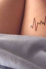 Female leg ECG tattoo pattern