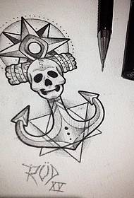 School anchor skull European and American style tattoo manuscript