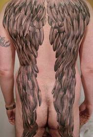 Popular super handsome full-backed wings tattoo pattern