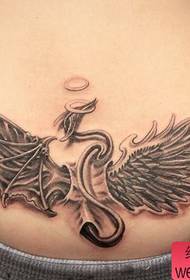 天使と悪魔の翼の美腰ペアタトゥーパターン159782-フルフェイスのタトゥーパターンを持つ男の子