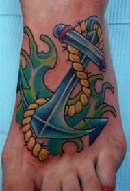 Foot color traditional anchor tattoo pattern