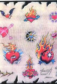 a set of love flame wings tattoo pattern (tattoo)