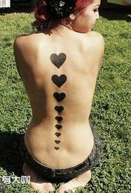 Rygg hjärta tatuering mönster