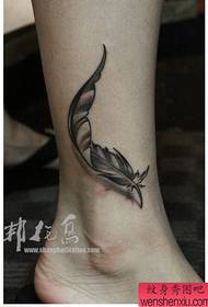 beautiful black and white feather tattoo pattern for girls legs