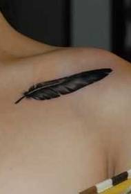 Beautiful Feather Tattoo Pattern at the Clavicle