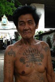 tribal woman full body Buddhist symbol tattoo pattern