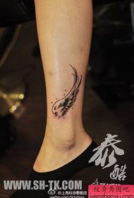 girls calf look beautiful black and white wings tattoo pattern
