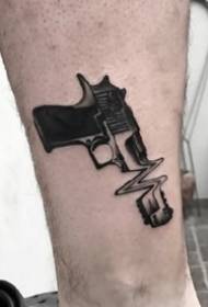 a set of black gun tattoo designs for pistols