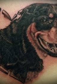Cute Rottweiler εικόνα καρδιά τατουάζ στην πλάτη