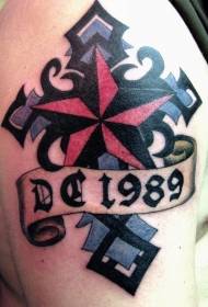 Stammes-Kreuz und Pentagramm Tattoo Muster